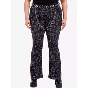 Daisy Street Celestial Velvet Flare Leggings With Belt Plus Size 1 Nwot